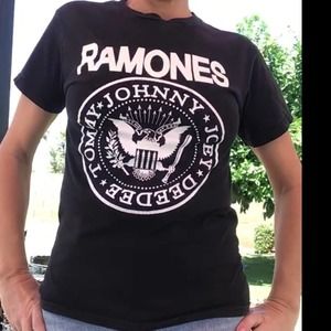 Vintage Ramones Small T Shirt Band Tee Presidential Logo Black Joey Punk Graphic